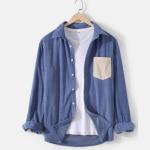 Mix color shirt corduroy material
