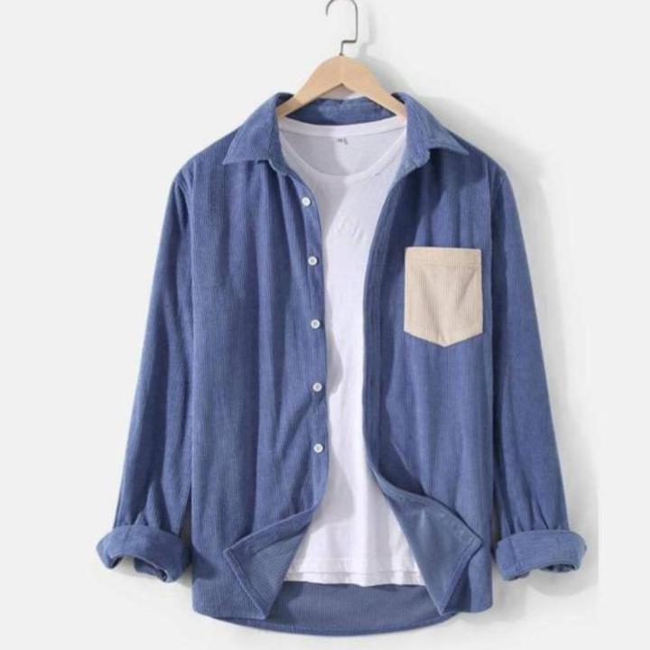 Mix color shirt corduroy material
