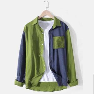 Mix color shirt corduroy material