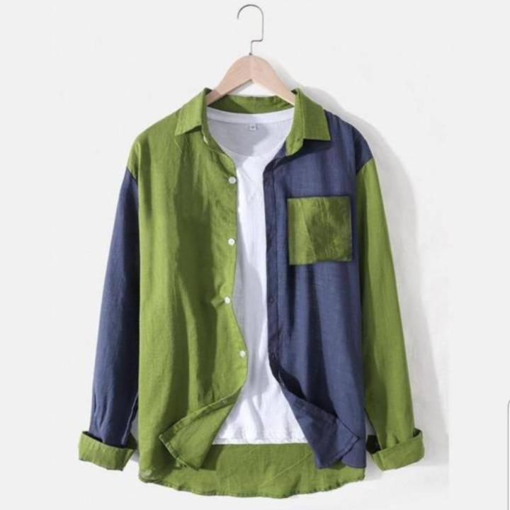 Mix color shirt corduroy material