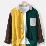 Mix color shirt corduroy material