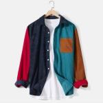 Mix color shirt corduroy material