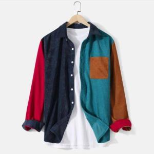 Mix color shirt corduroy material