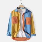 Mix color shirt corduroy material