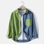 Mix color shirt corduroy material