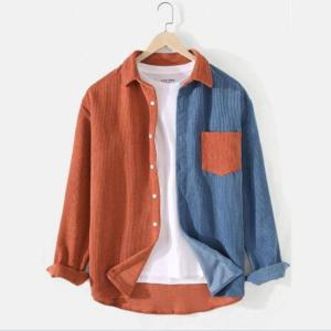 Mix color shirt corduroy material