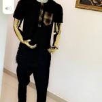 Black native cotton fabric Short sleeve