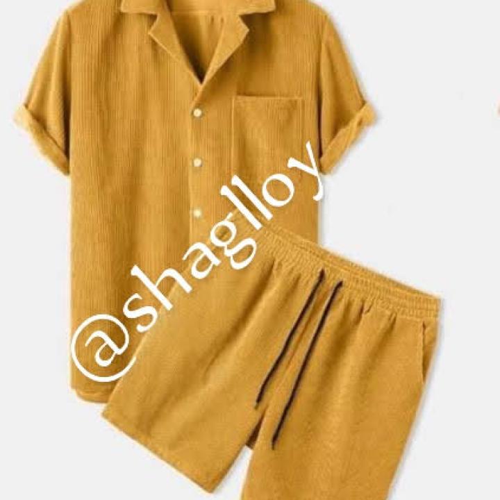 Shirt with short Golden yellow corduroy fabric