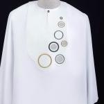 White agbada short sleeve hand