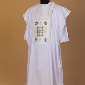 White agbada 3 quarter sleeve hand