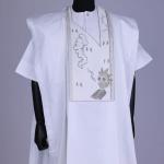 White agbada short sleeve hand