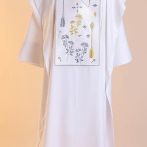 White agbada 3 quarter sleeve hand