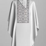 White agbada 3 quarter sleeve hand