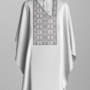White agbada 3 quarter sleeve hand
