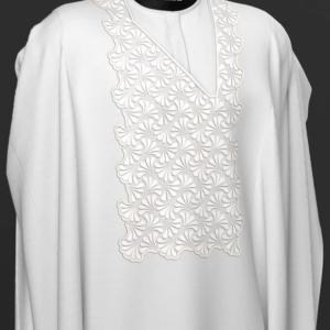 White agbada 3 quarter sleeve hand
