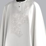 White agbada short sleeve hand