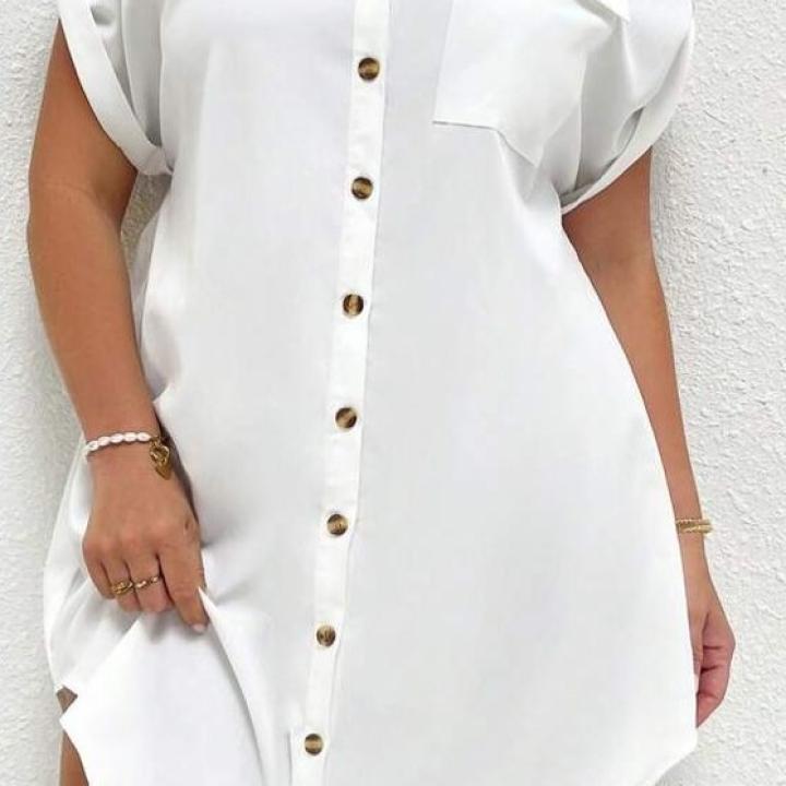White Mini gown short sleeve shirt